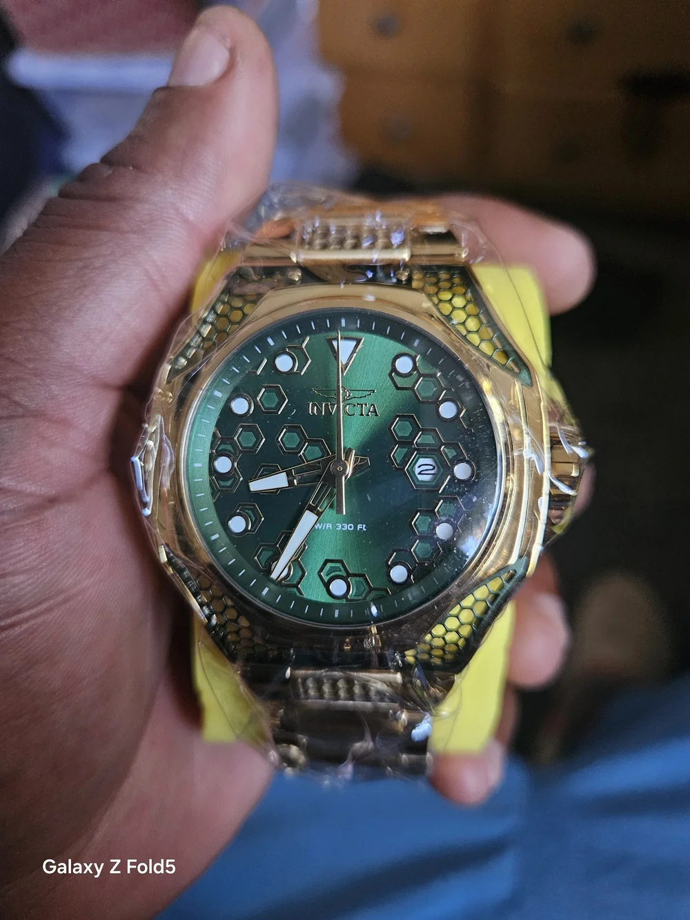 Invicta Gold-Tone Case Green Dial Sport Watch 48mm